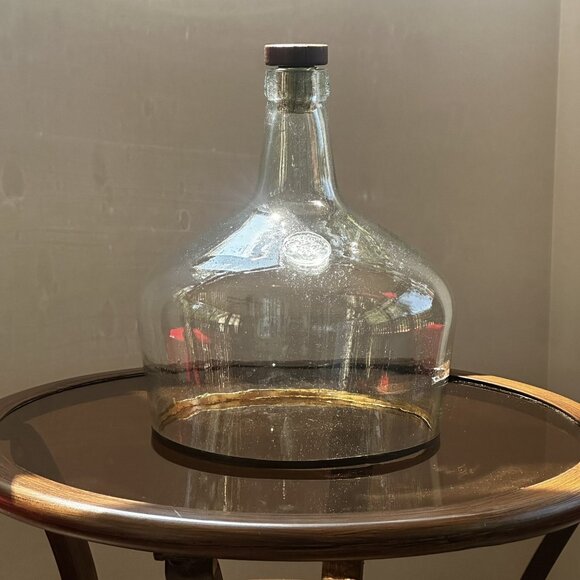 Demijohn Recycled Glass Cloche Dome Wine & Cheese Fleur-de-lis Stopper Large EUC - Picture 2 of 12